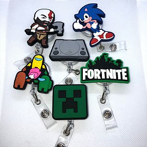 Porta Crachá Retrátil Personalizado - Vídeo Games e Jogos