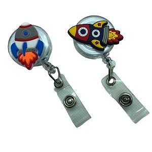 Porta Crachá Retrátil Personalizado - Foguete