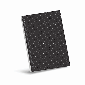 REFIL PARA CADERNO ARGOLADO TAMANHO COLEGIAL -40 FOLHAS PRETAS PONTILHADAS EM BRANCO 90 GRS