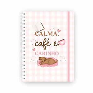Caderno Colegial Reposicionável Calma Café e Carinho