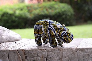 Hipopótamo de pano africano - feito à mão