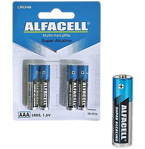 PILHA ALFACELL SUPER ALCALINA AAA LR03 1.5V
