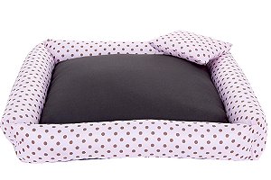 Cama Pet Poá Rosa/Marrom para Cachorro ou Gato Tamanho: M