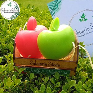 Sabonete Maçã Vermelha + Maçã Verde - Glicerinado - Caixotinho Ecológico