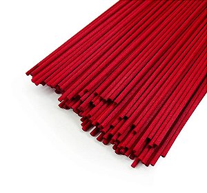 05 Varetas De Fibra De Algodão 25cm Aromatizado Cor Vermelha