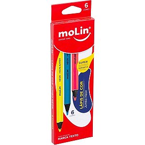 Lápis de Cor Marca Texto Jumbo Molin Neon 6 Cores