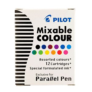 Tinta Refil para Caneta Tinteiro Pilot Parallel Pen Colorido 12 Unidades