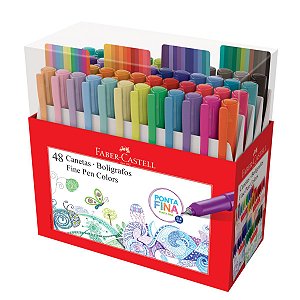 Conjunto Caneta Fine Pen 48 Cores Faber Castell 0.4mm Fina