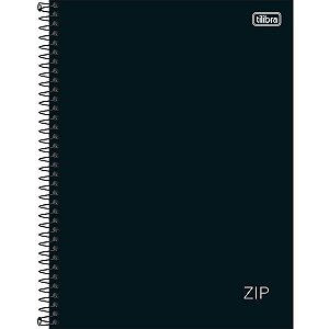 Caderno Espiral Capa Dura  Universitário 1 Matéria (80 Folhas) ou 10 Matérias (160 Folhas) Zip Preto Tilibra