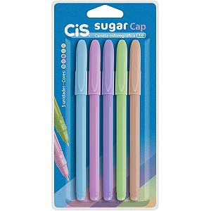 Caneta Esferográfica Cis Sugar Cap Pastel 5 Cores 1.0mm