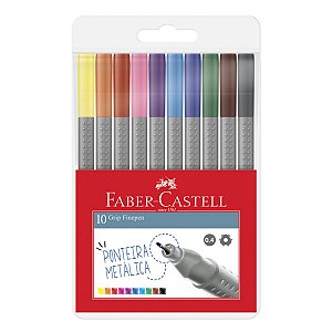 Conjunto Caneta Fine Pen Grip Faber Castell 10 Cores