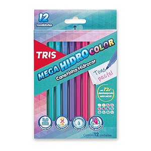 Canetinha Mega HidroColor Tris 12 Cores Tons Pastel