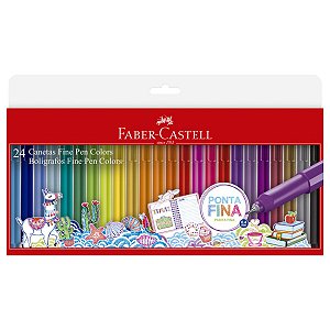 Conjunto Fine Pen 0.4mm Ponta Fina Faber Castell 24 Cores