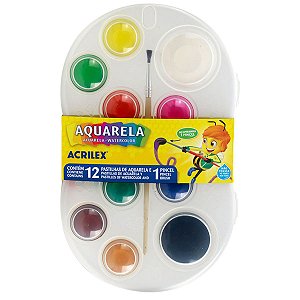 Estojo Aquarela Escolar Acrilex 12 cores