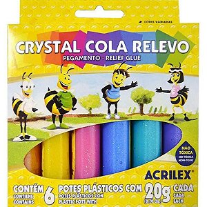 Cola Relevo Glitter Acricor Acrilex 6 Cores
