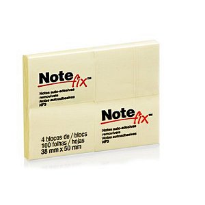 Bloco Notas Adesivas Notefix Amarelo 38x50mm 4 Blocos 100 folhas
