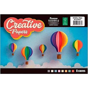 Bloco Papel Creative Papers Foroni A4 8 Cores 80g/m² 40 Folhas