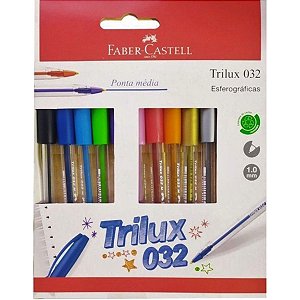 Conjunto Caneta Esferográfica Faber Castell Trilux 1.0mm 10 Cores