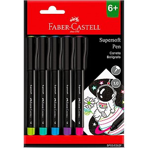 Caneta SuperSoft Pen 1.0mm Faber Castell 5 Cores