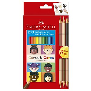 Lápis de Cor Faber Castell 12 Cores + 3 Caras e Cores