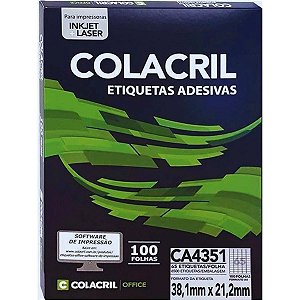 Etiqueta Adesiva para Impressora Colacril CA4351 100 Folhas