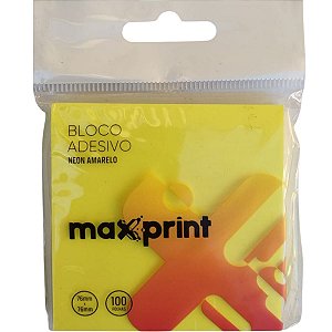 Bloco Notas Adesivas 76x76mm Maxprint Amarelo Neon 100 Folhas