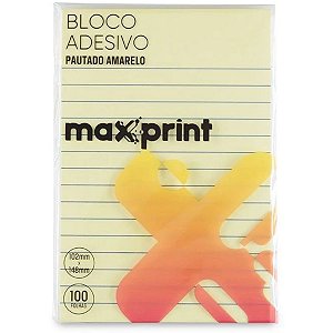 Bloco Notas Adesivas Maxprint Pautado Amarelo 102x148mm 100 Folhas
