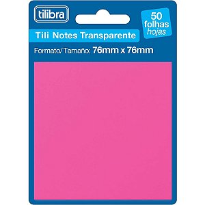 Bloco Notas Adesivas Tilibra Tili Notes Transparente Rosa 76x76mm 50 Folhas