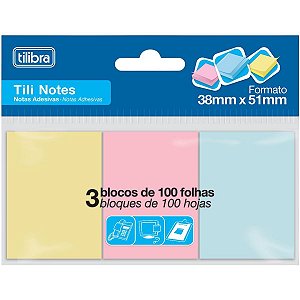 Bloco de Notas Adesivas Tilibra 38mmx51mm 3 Cores