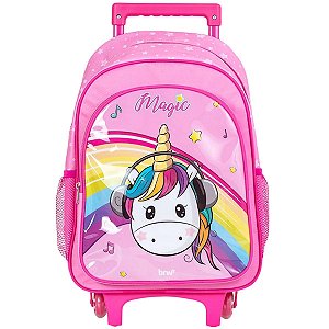 Mochila Escolar com rodinhas Magic Unicórnio Brw