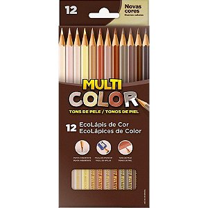 Lápis de Cor Multicolor Tons de Pele 12 Cores