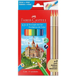 Lápis de Cor Faber Castell 12 Cores + 3 Metalizados