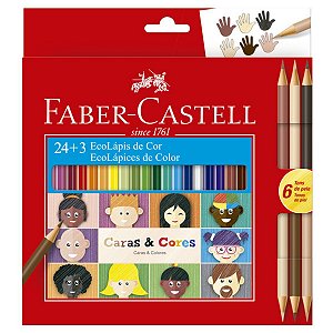 Lápis de Cor Faber Castell 24 Cores + 3 Caras e Cores