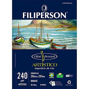 Bloco Artístico Filiart Renaud Branco Filiperson A4 240g/m² 20 Folhas