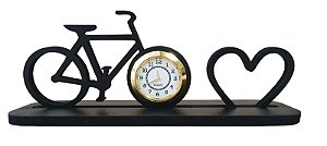 Relógio de Mesa Coração Bike Bicicleta EM MDF Laqueado