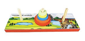 Torre De Hanói Em Madeira Educativo Pedagógico Brinquedo