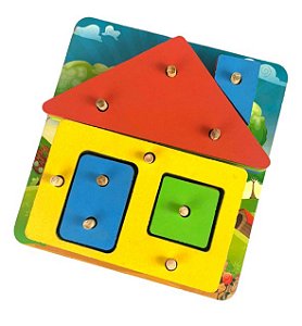 Brinquedo Encaixe Casa Montessori Formas E Cores Pedagógico