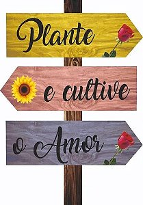 Placa Seta Decorativa Plante e Cultive Amor