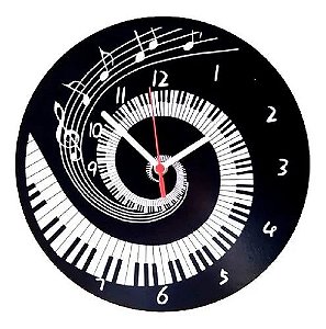 Relógio De Parede Comum Música Piano Espiral