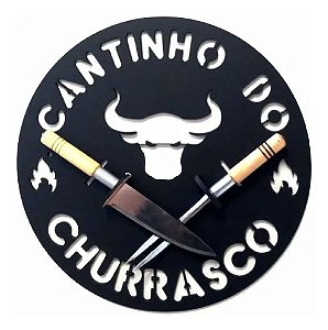Kit Placa Decorativa Cantinho Do Churrasco + Faca E Garfo