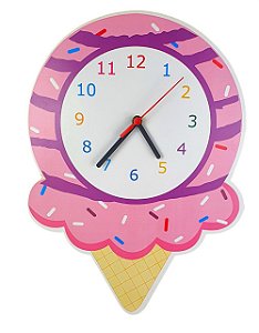 Relógio Infantil Quarto de Criança Com Pêndulo Sorvetinho