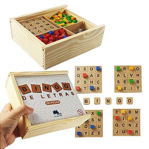 Jogo Bingo De Letras Em Madeira Educar Brincando 283 Peças