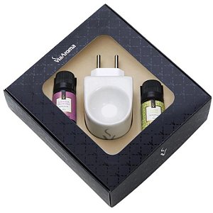 Kit Aromatizador Elétrico Branco com Capim Limão e Lavanda – Via Aroma | Frescor e Relaxamento