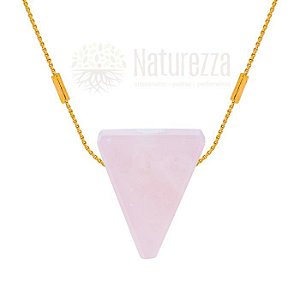 COLAR DIFUSOR PESSOAL AROMATICO VENUS QUARTZO ROSA BANHADO A OURO - NATUREZZA