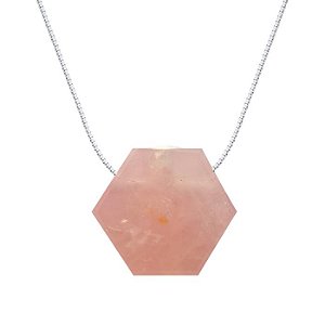 COLAR DIFUSOR PESSOAL AROMATICO FAVO QUARTZO ROSA EM PRATA 925 - NATUREZZA