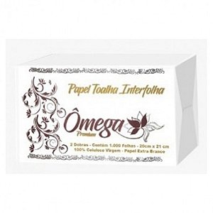 Papel Interfolha Ômega Premium 2Dobras 20x21 - 100% Celulose (Papel Extra Branco) - Omega