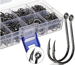 600 Anzóis Black Aço Carbono Pesca N3 Ao N12 Com Estojo