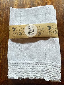 Kit com 3 panos de prato branco - ajour e crochê