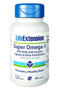 Super Omega 3 EPA DHA com Sesame Lignans & Olive Extract Life Extension - 60 Softgels