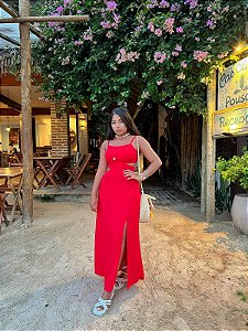 Vestido mídi recortes - Yndu Red